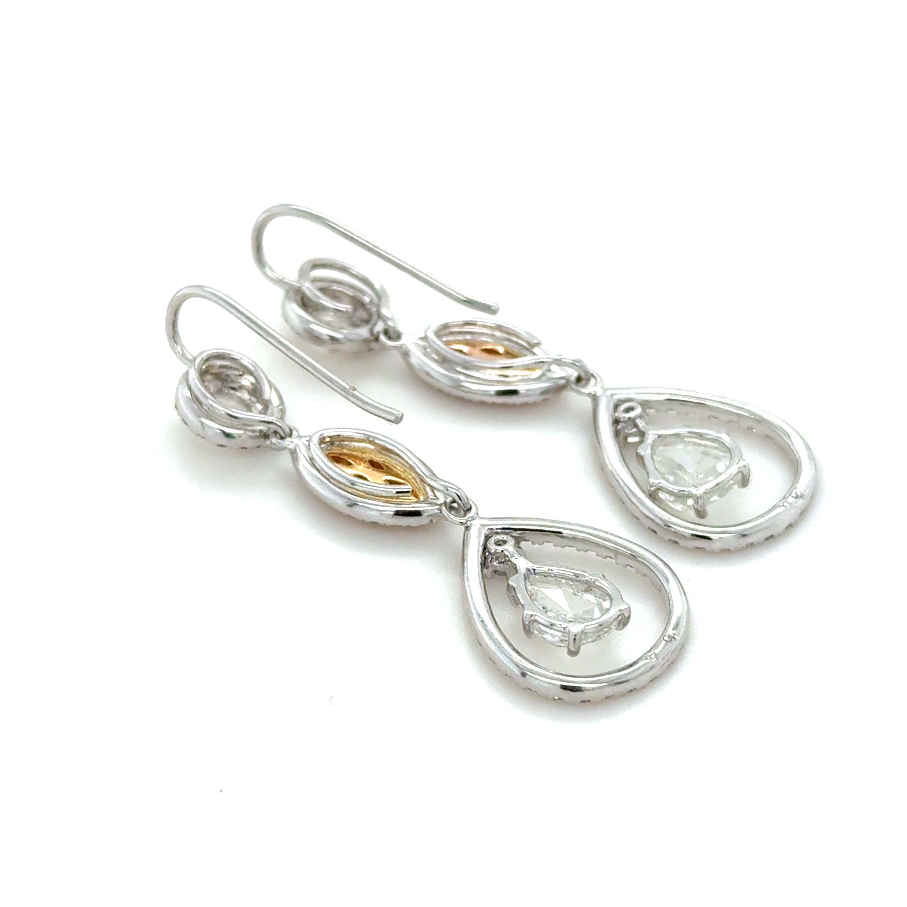 Pink Diamond und Diamant Cabrio-Ohrringe (Rosenschliff) im Angebot