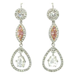 Boucles d'oreilles convertibles en diamant et diamant rose