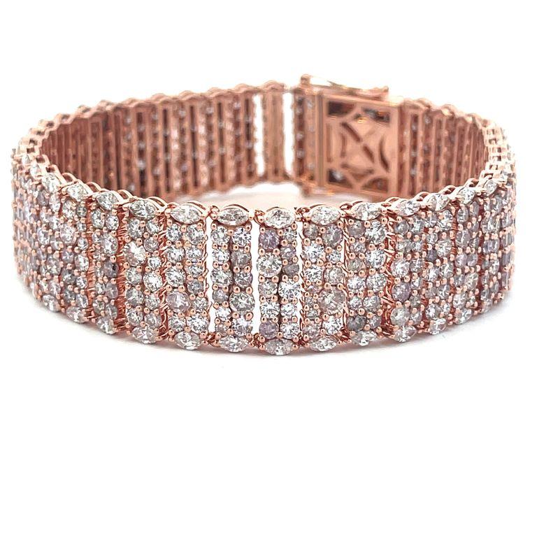 Modern Pink Diamond Bracelet 20.26CT 18K Rose Gold For Sale