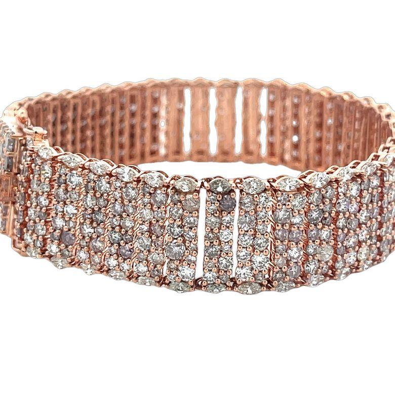 Women's or Men's Pink Diamond Bracelet 20.26CT 18K Rose Gold For Sale