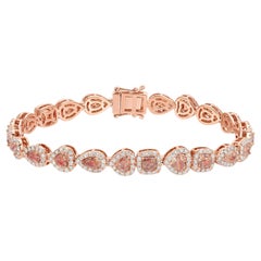 Pink Diamond Bracelet With Halo 7.5 Carats Total 18K Gold