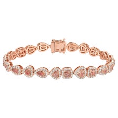 Pink Diamond Bracelet With Halo 7.5 Carats Total 18K Gold