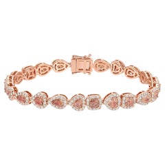 Bracelet en diamant rose avec halo 7,5 carats total or 18K