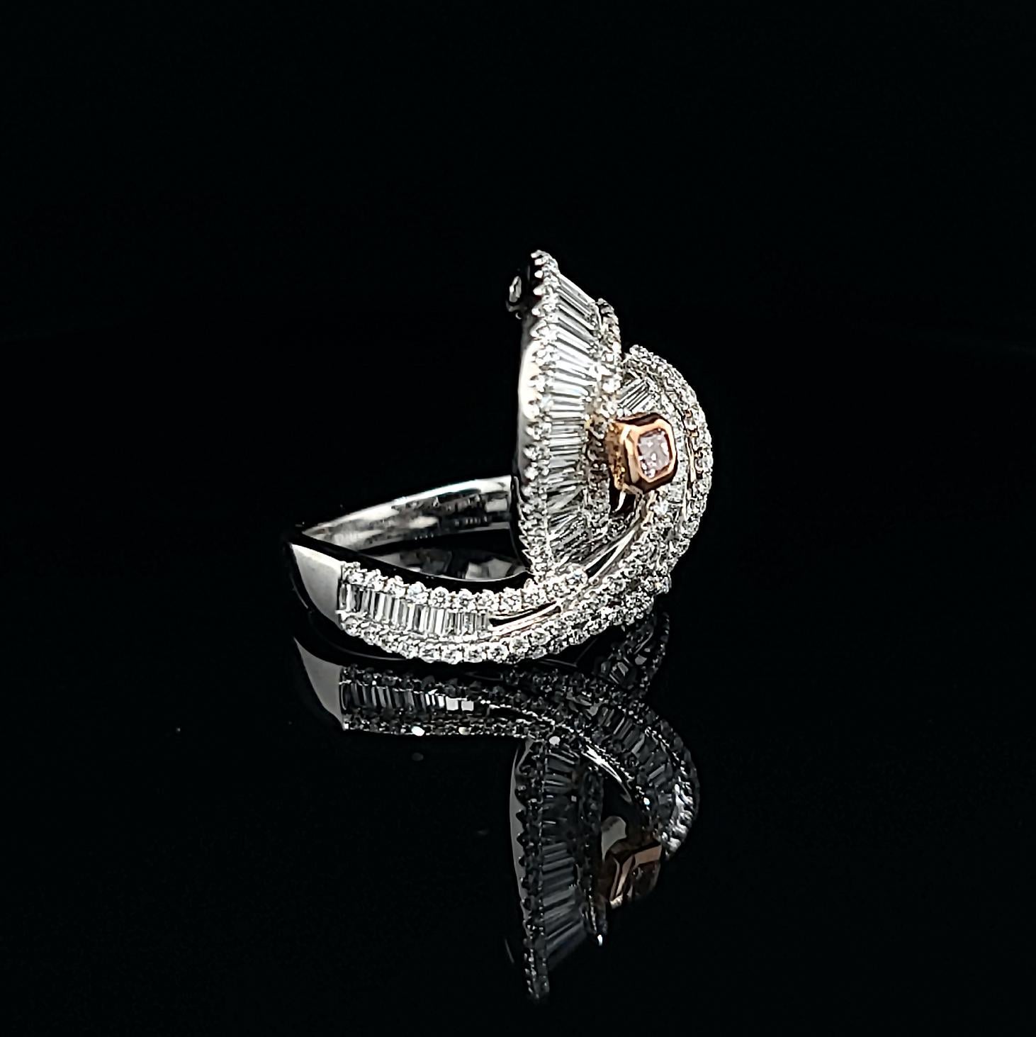 Asscher Cut Argyle Pink Diamond 18k White Gold Rose Gold Ring by Kristin Hanson For Sale