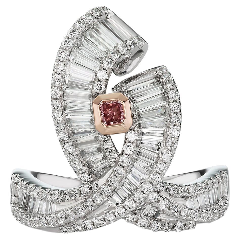 Argyle Pink Diamond 18k White Gold Rose Gold Ring by Kristin Hanson For Sale