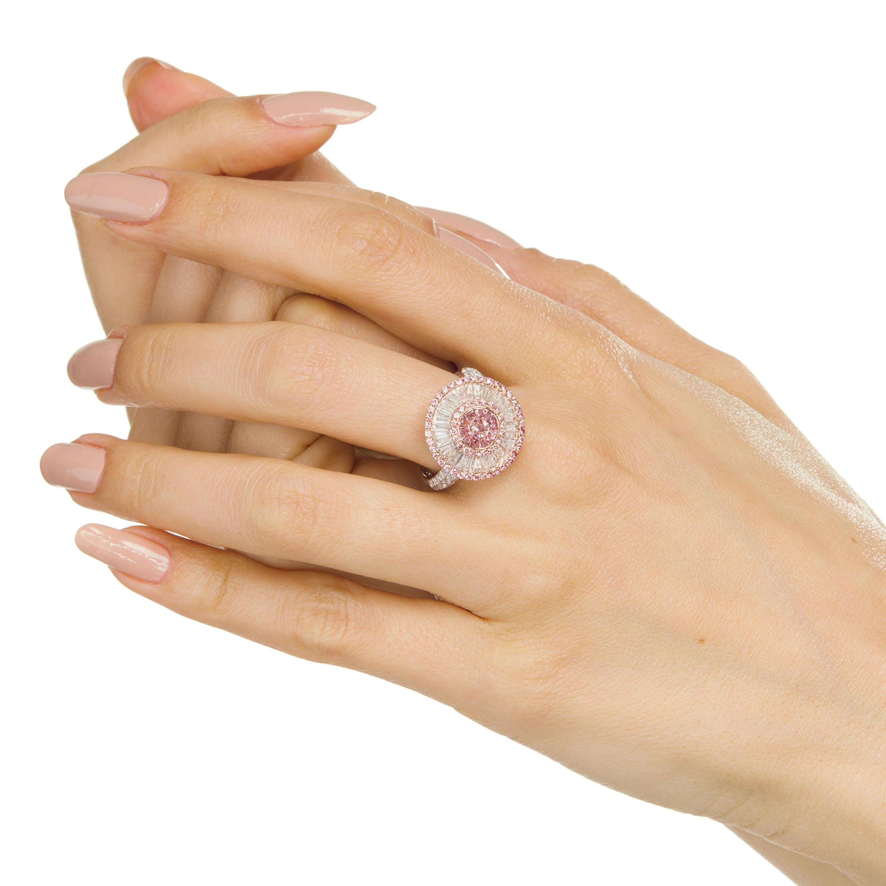 Contemporary Pink Diamond Cluster Ring