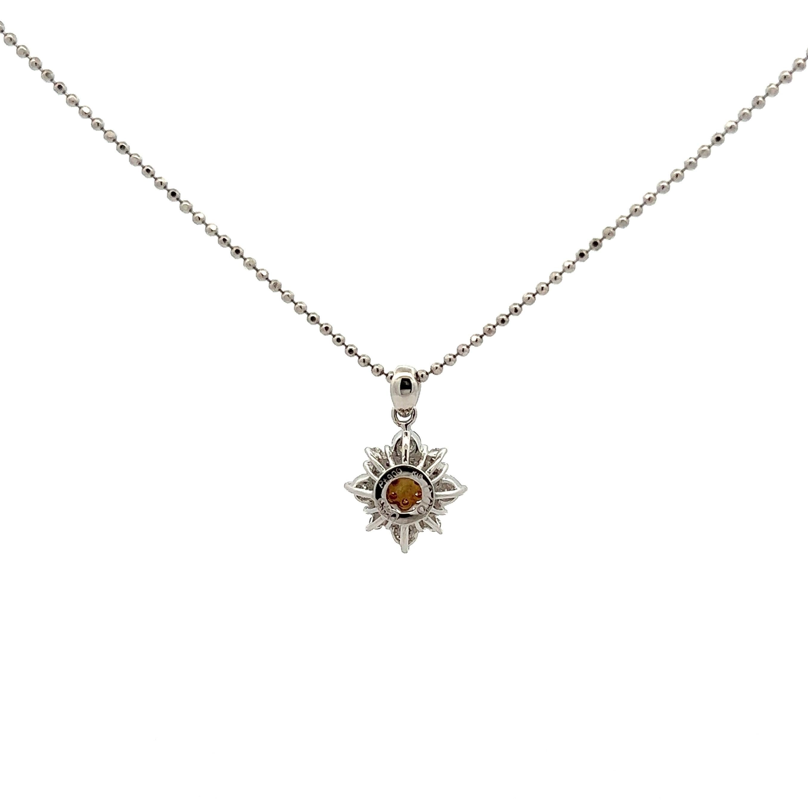 Modern Pink Diamond Cluster Star Platinum Pendant Necklace  For Sale