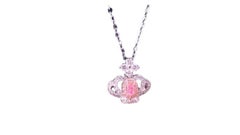 Pink Diamond Crown Necklace 18k White Gold