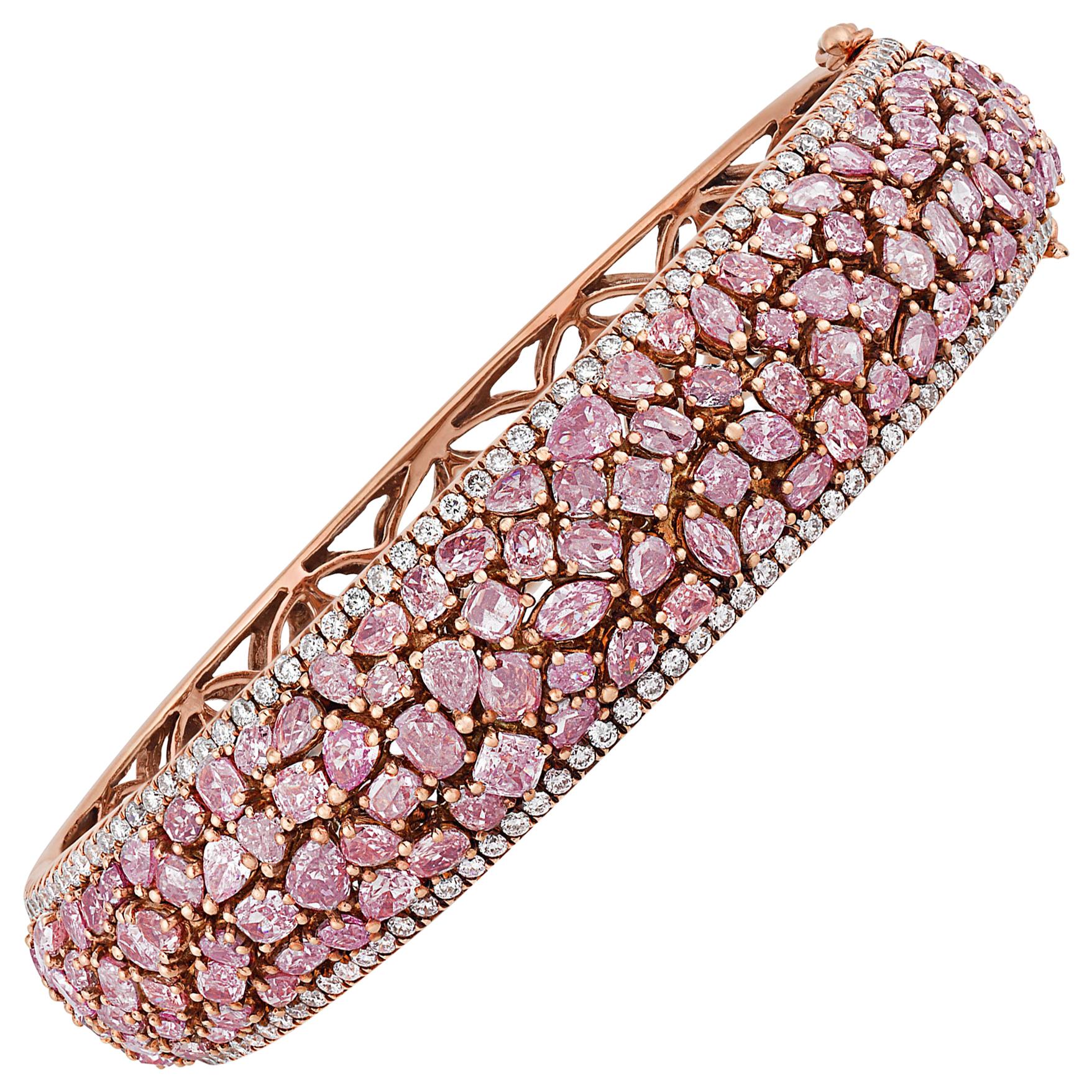 Pink Diamond Cuff Bracelet, 10.27 Carat