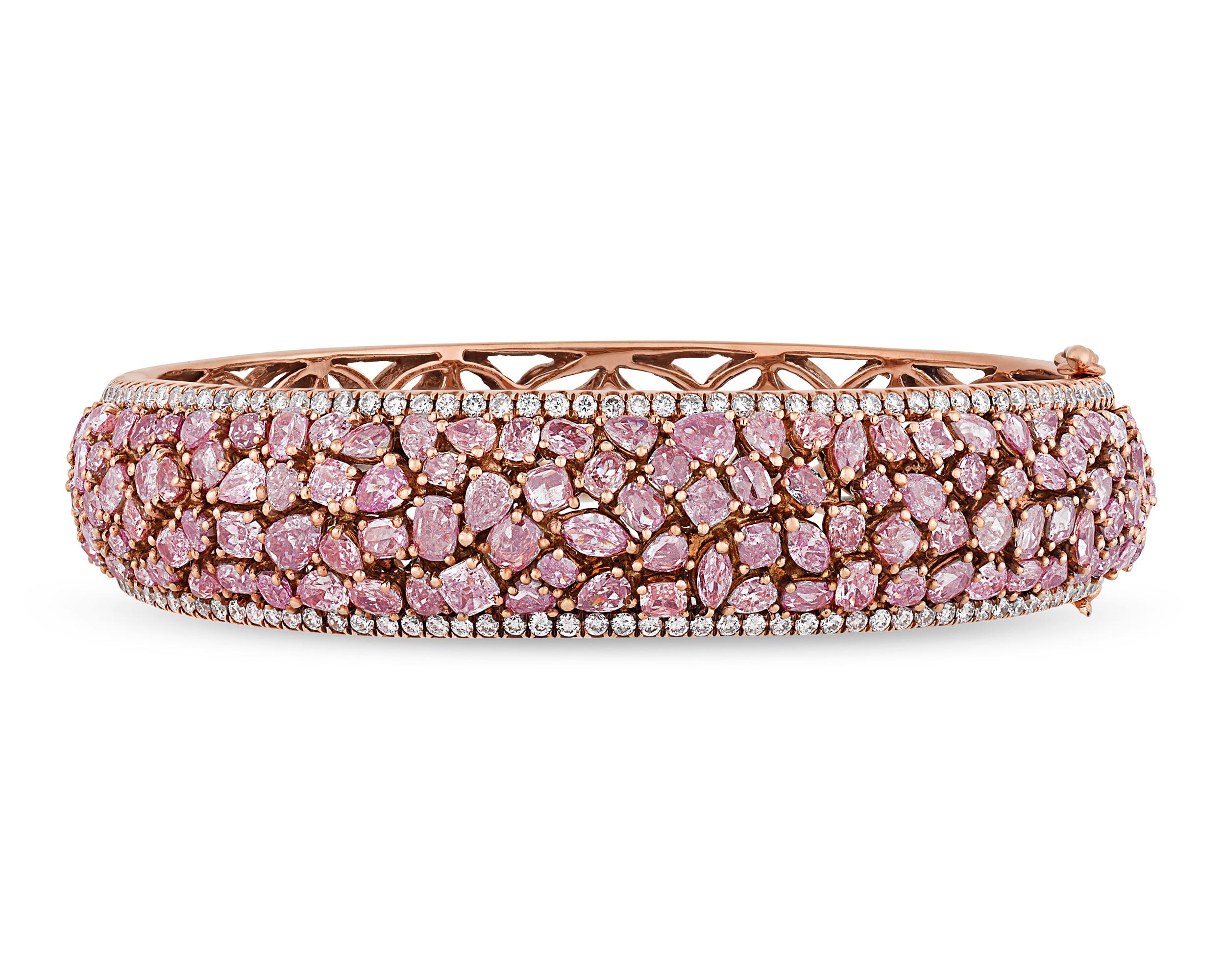 Modern Pink Diamond Cuff Bracelet, 10.27 Carat