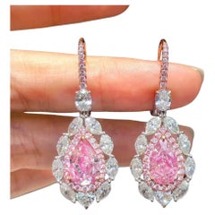 Orecchini con diamanti rosa, certificati GIA in oro 18 carati