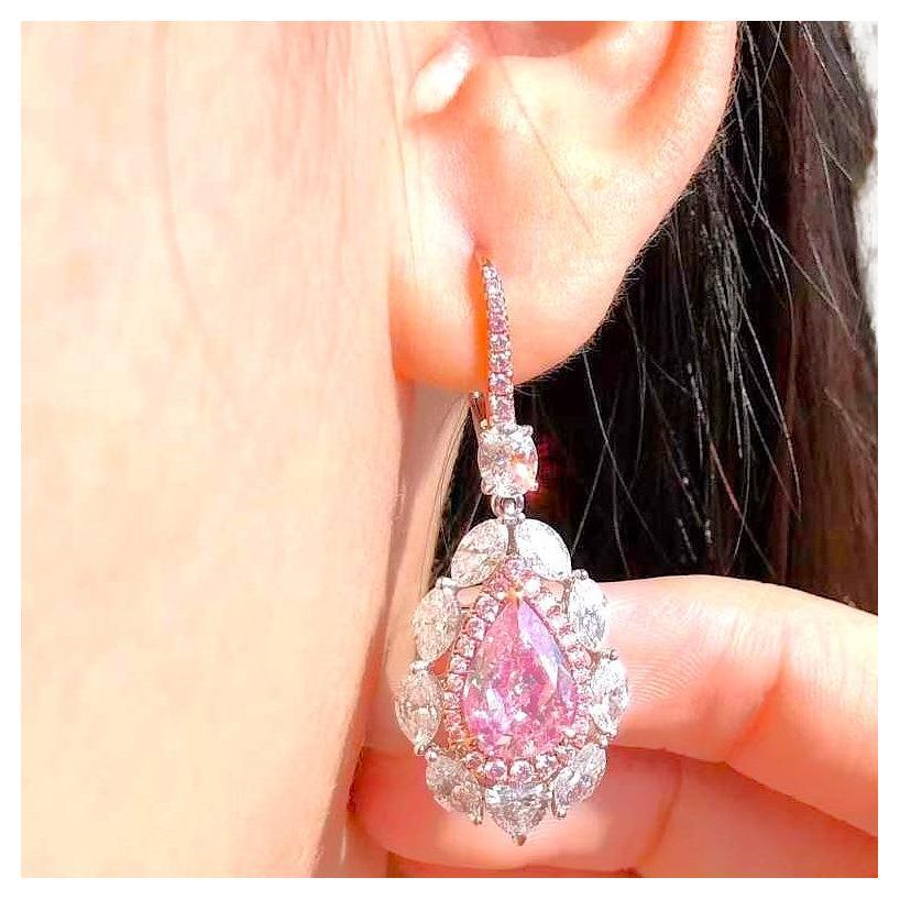 Orecchini con diamanti rosa, certificati GIA in oro 18 carati