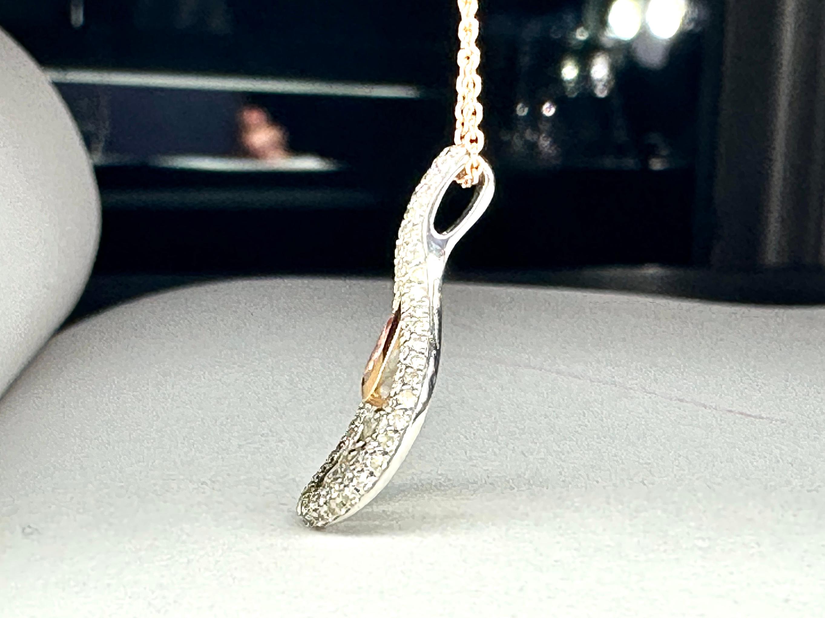 Pear Cut Pink Diamond Drop Pendant Necklace 18k White Gold For Sale