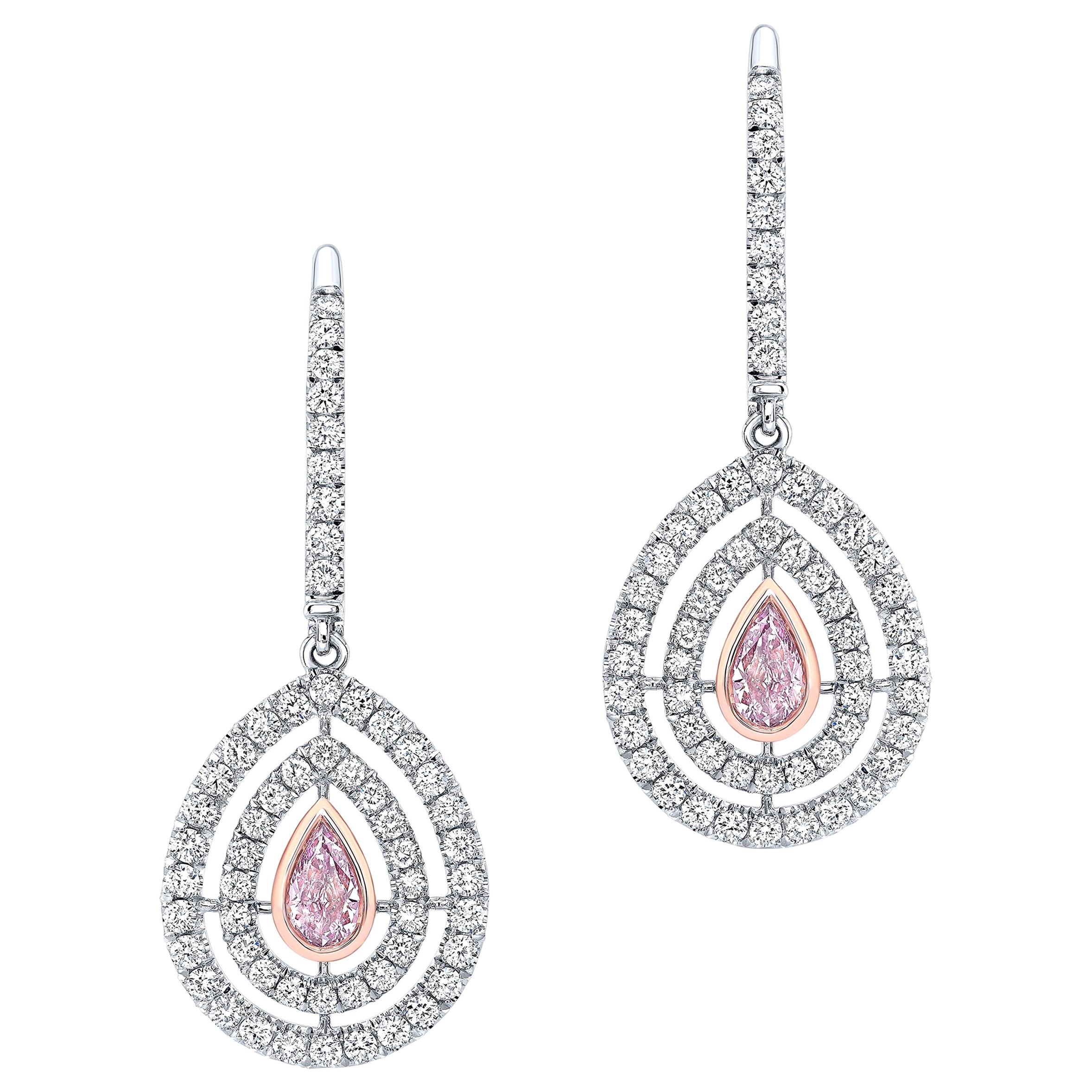 Pink Diamond Earrings 0.46 Carat GIA Certified