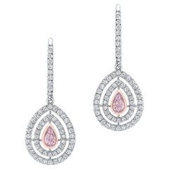 Pink Diamond Earrings 0.46 Carat GIA Certified