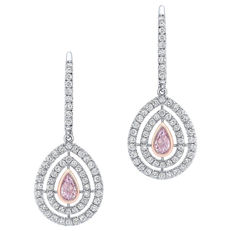 Pink Diamond Earrings 0.46 Carat GIA Certified at 1stDibs
