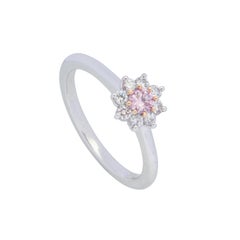 18 Karat White and Rose Gold Pink Diamond Flower Ring