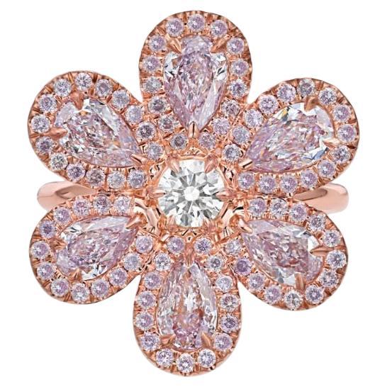 Anello con fiore in Pink Diamond