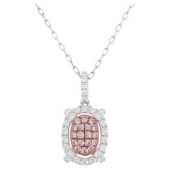 Round Brilliant cut Pink diamond with White diamond Platinum Necklace