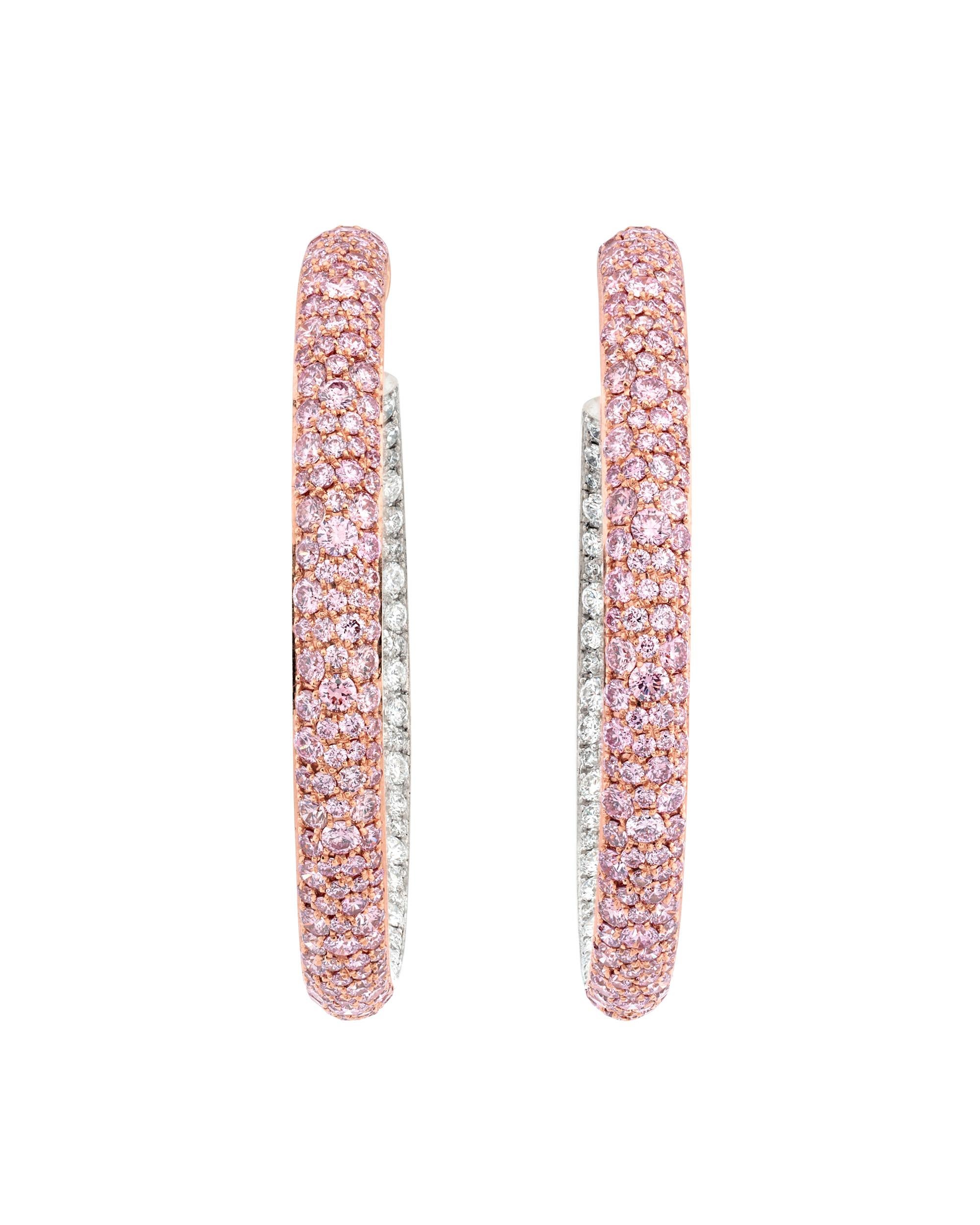 pink diamond huggie earrings