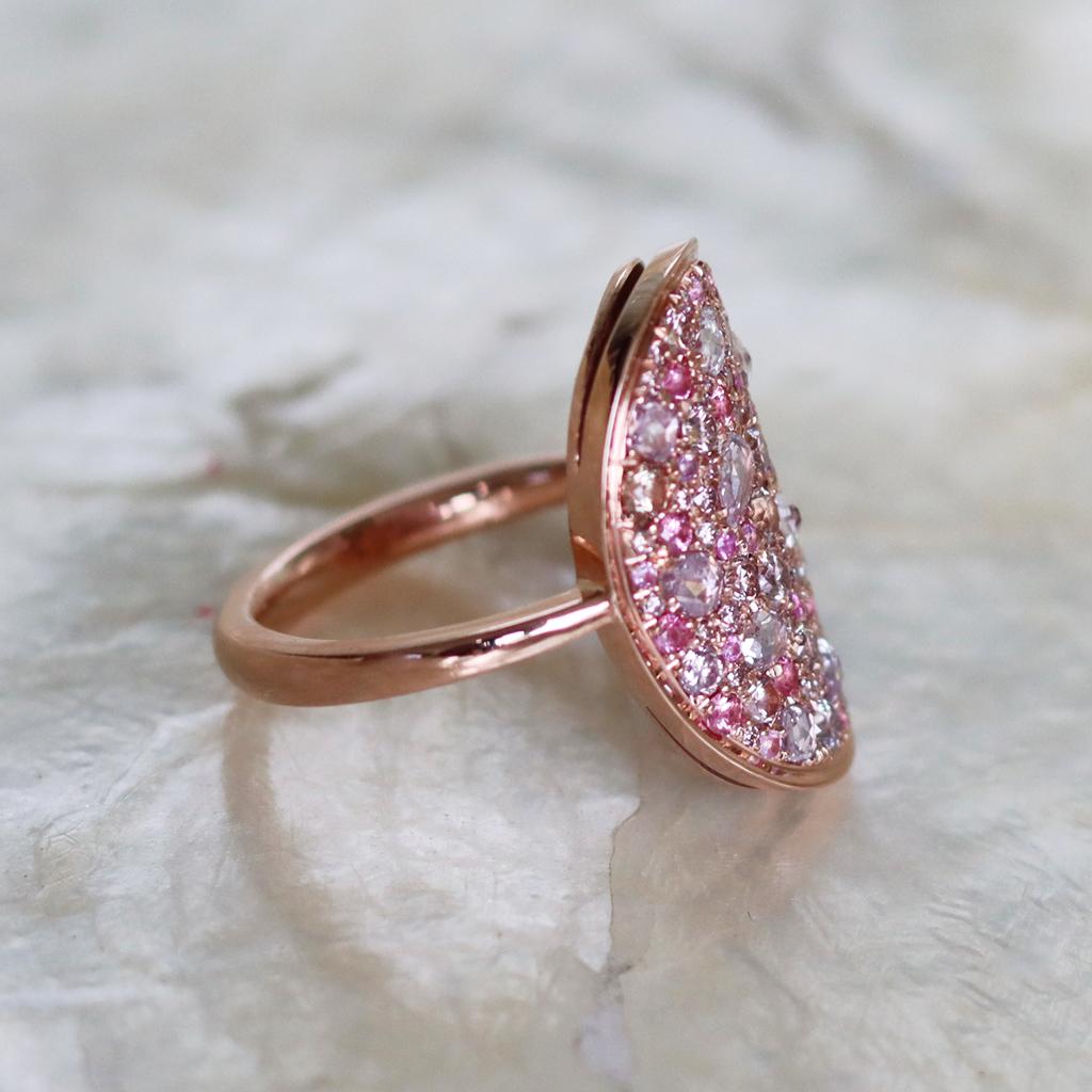 Pink Diamond Padparadscha Sapphire Intense Pink Spinel Mosaic Pave Ring 1