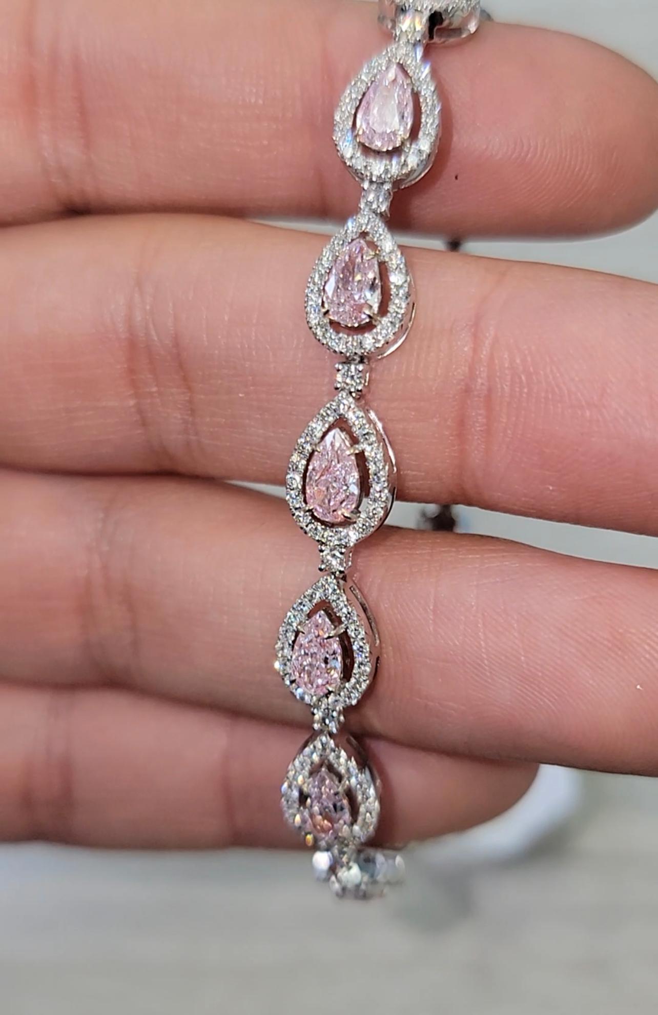 Pear Cut Pink Diamond Pear Shape Bracelet For Sale