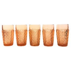 Pink Diamond Point Tumblers by Indiana Glass - Set of 5