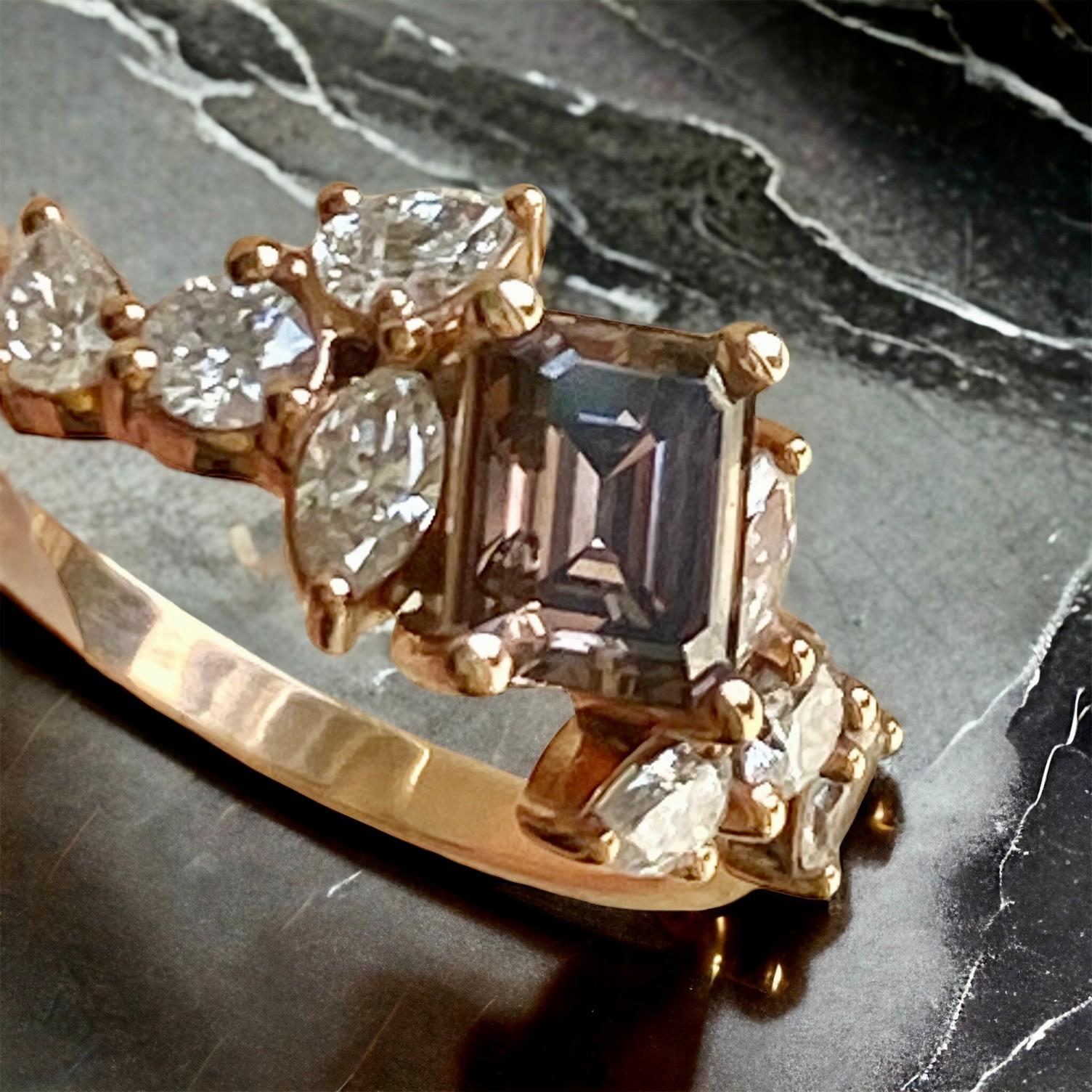 Pink Diamond Ring 1.08ct GIA with 8 Diamond certificat ! NEW For Sale 4