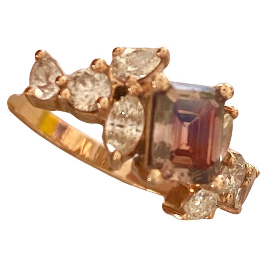 Pink Diamond Ring 1.08ct GIA with 8 Diamond certificat ! NEW For Sale