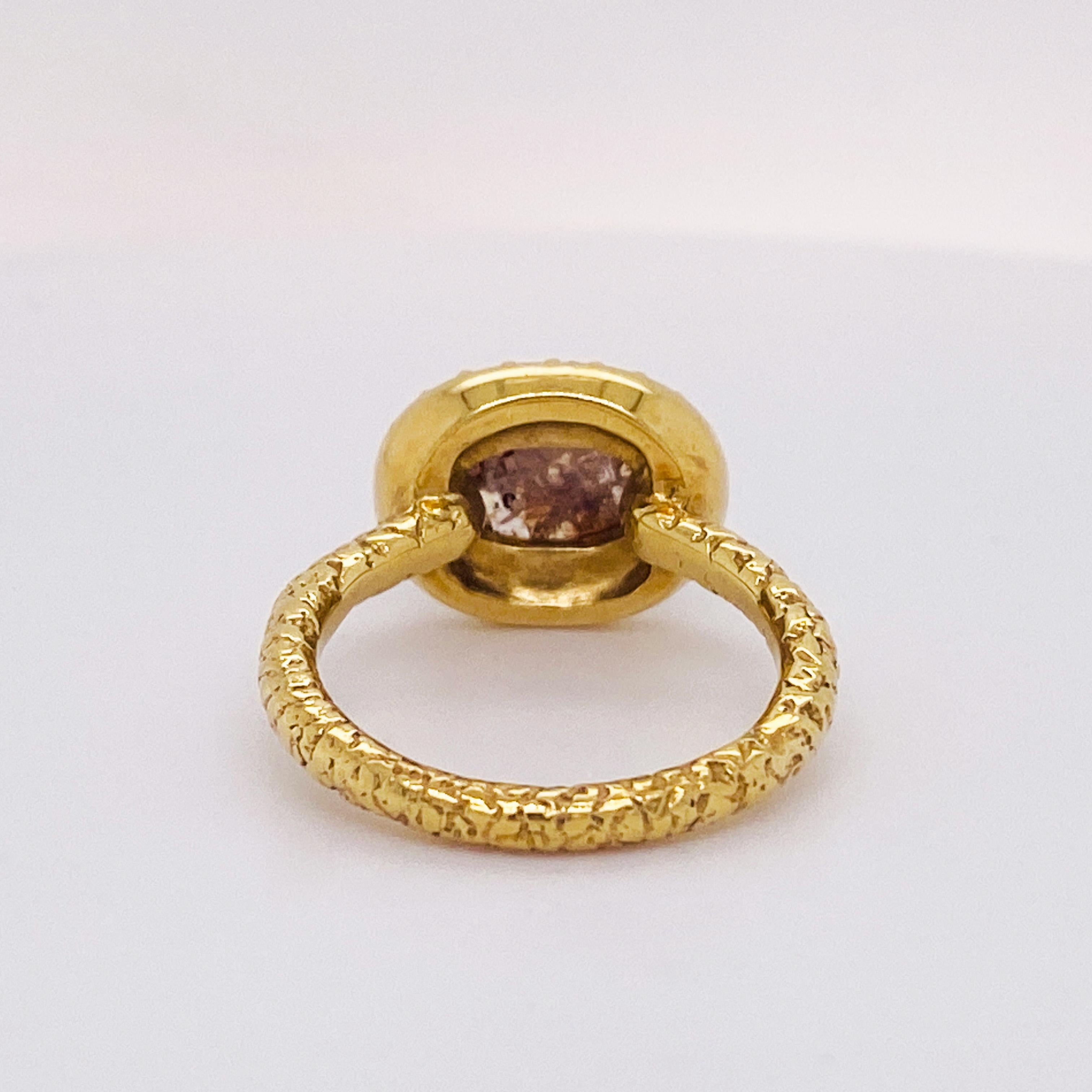 Taille ovale Bague de fiançailles en diamant rose 18k, 1.50 Carat Oval Checkerboard Diamond Engagement Ring 18ky en vente