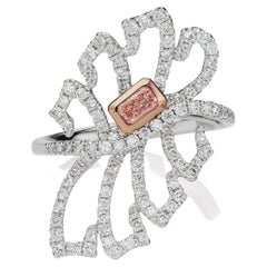 Bague en or rose blanc 18k avec diamants roses