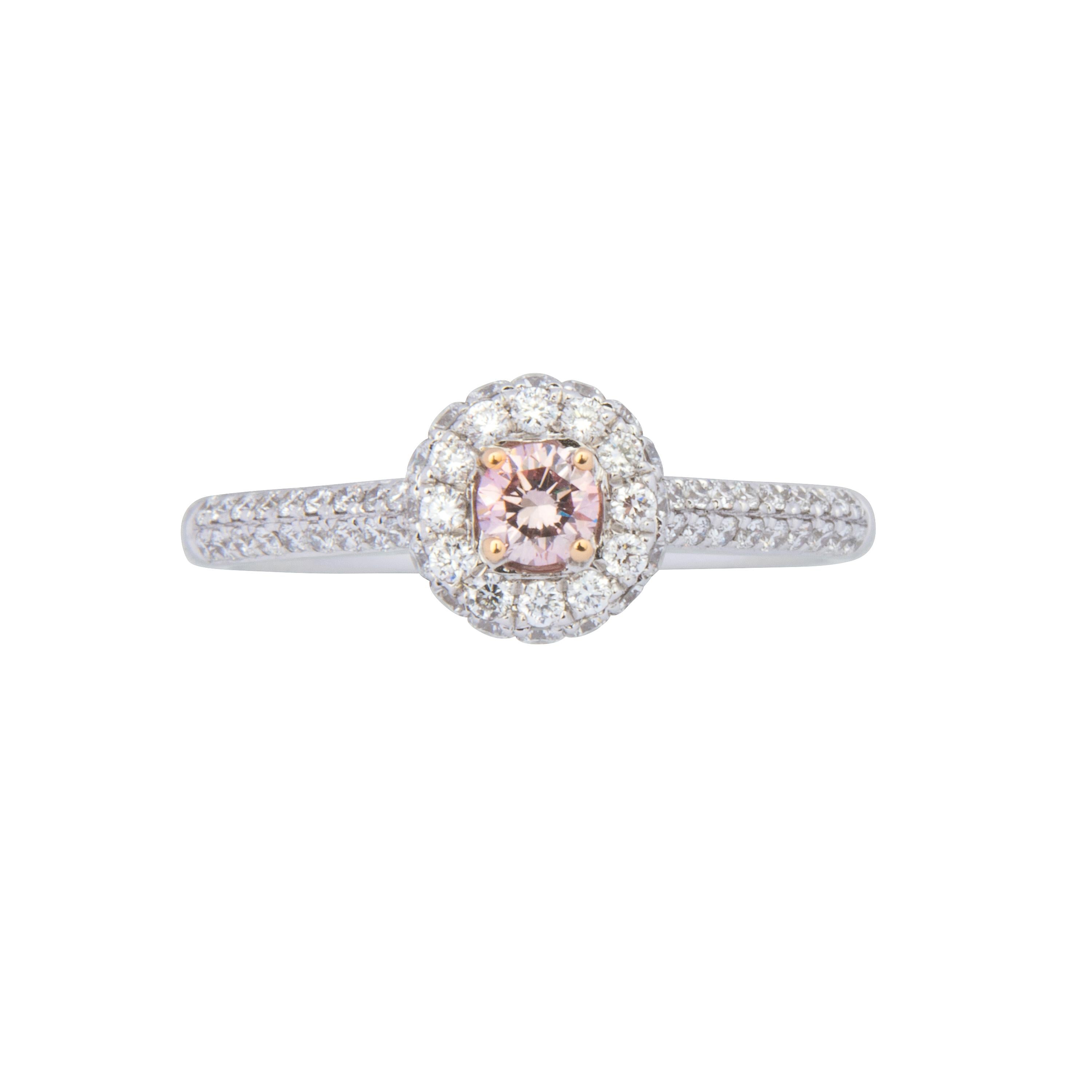 Women's 18 Karat White and Rose Gold Pink Diamond Ring