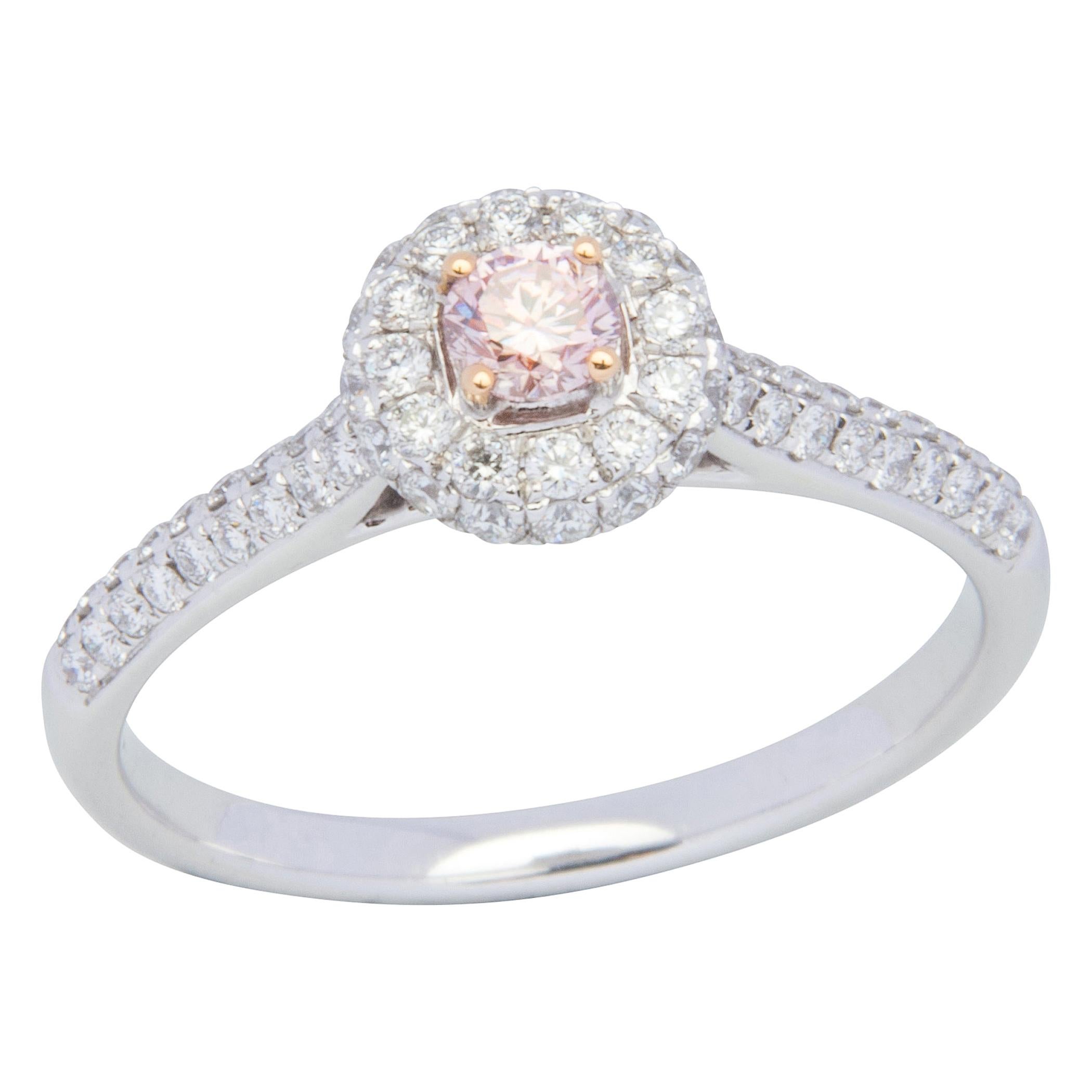 18 Karat White and Rose Gold Pink Diamond Ring