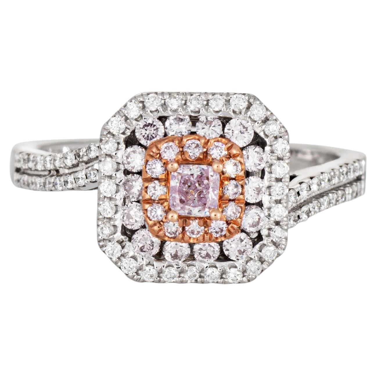 Pink Diamond Ring Sz 7 Estate 14k Weißgold Quadrat Halo Fein farbigen Schmuck