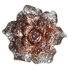 Pink Diamond Rose Pendant in 18K White and Rose Gold