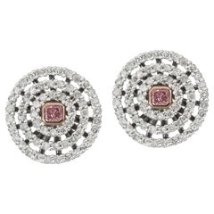 Used Pink Diamond 18k White Gold Rose Gold Stud Earrings by Kristin Hanson