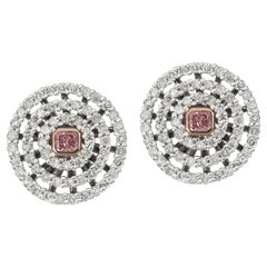 Kristin Hanson Clous d'oreilles en or blanc 18 carats avec diamants roses