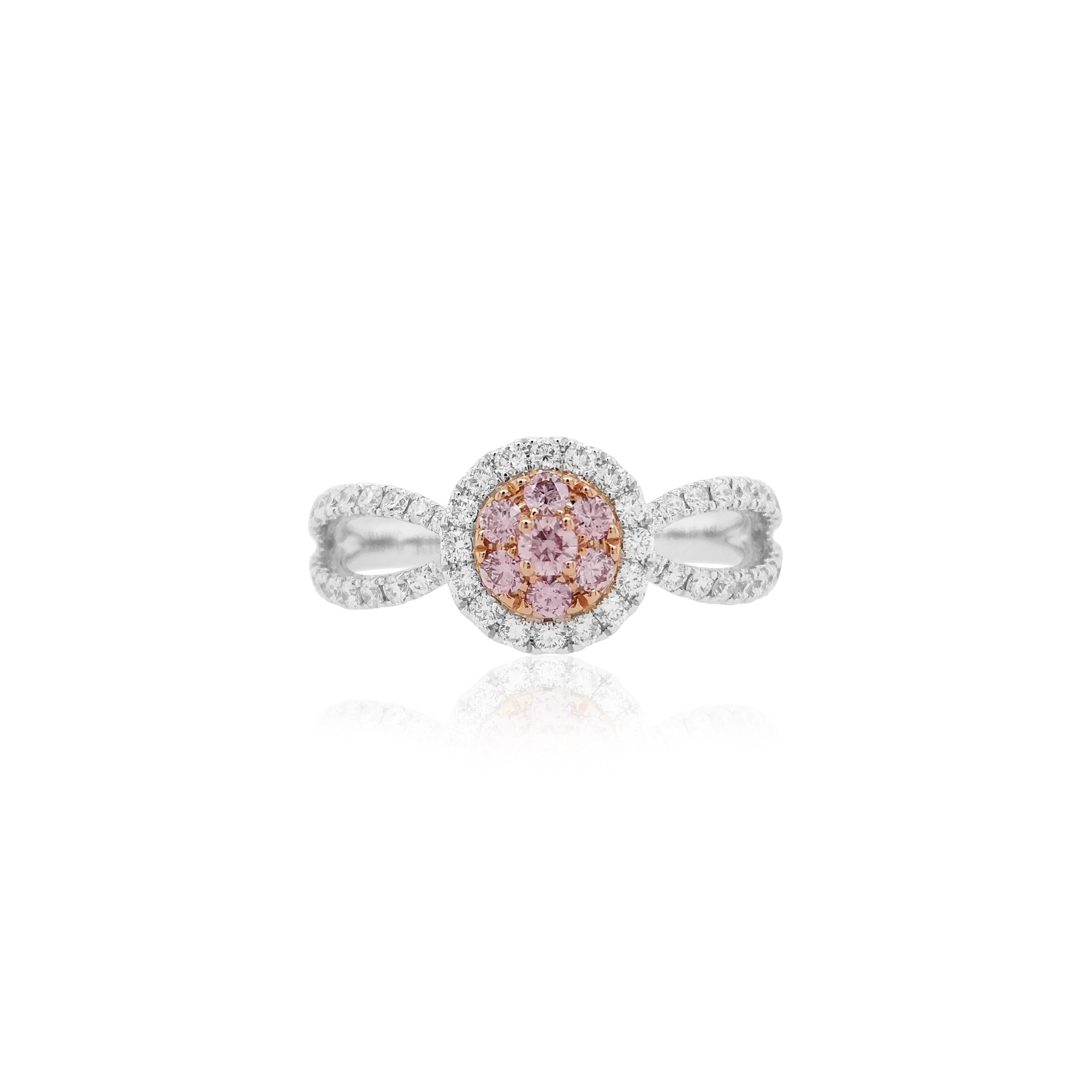 Beautiful designer Ring made with pink diamonds and white diamonds, radiating charm and magnificence.

Natural Pink Diamond - 0.15 cts
White diamond - 0.42 cts
18K Gold

HYT Jewelry is a privately owned company headquartered in Hong Kong, with