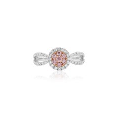 Pink Diamond & White Diamond Ring made in 18k Gold