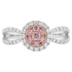 Pink Diamond & White Diamond Ring made in 18k Gold