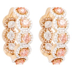 Pink Diamonds 4.50 Carats Earrings with 4 Carats of White Diamonds 18K Gold