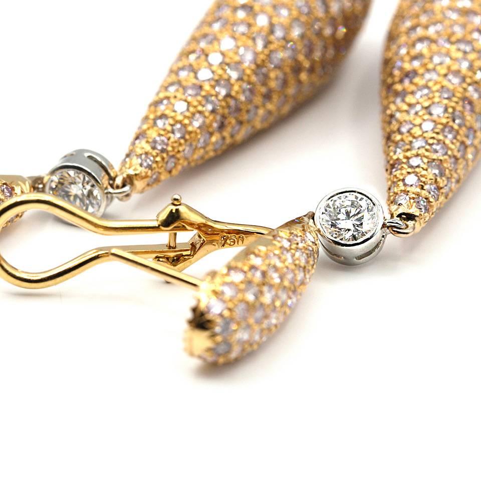 Women's Pink Diamonds in Elongated Rose Gold Teardrop Earrings 11.67 Carat Total For Sale