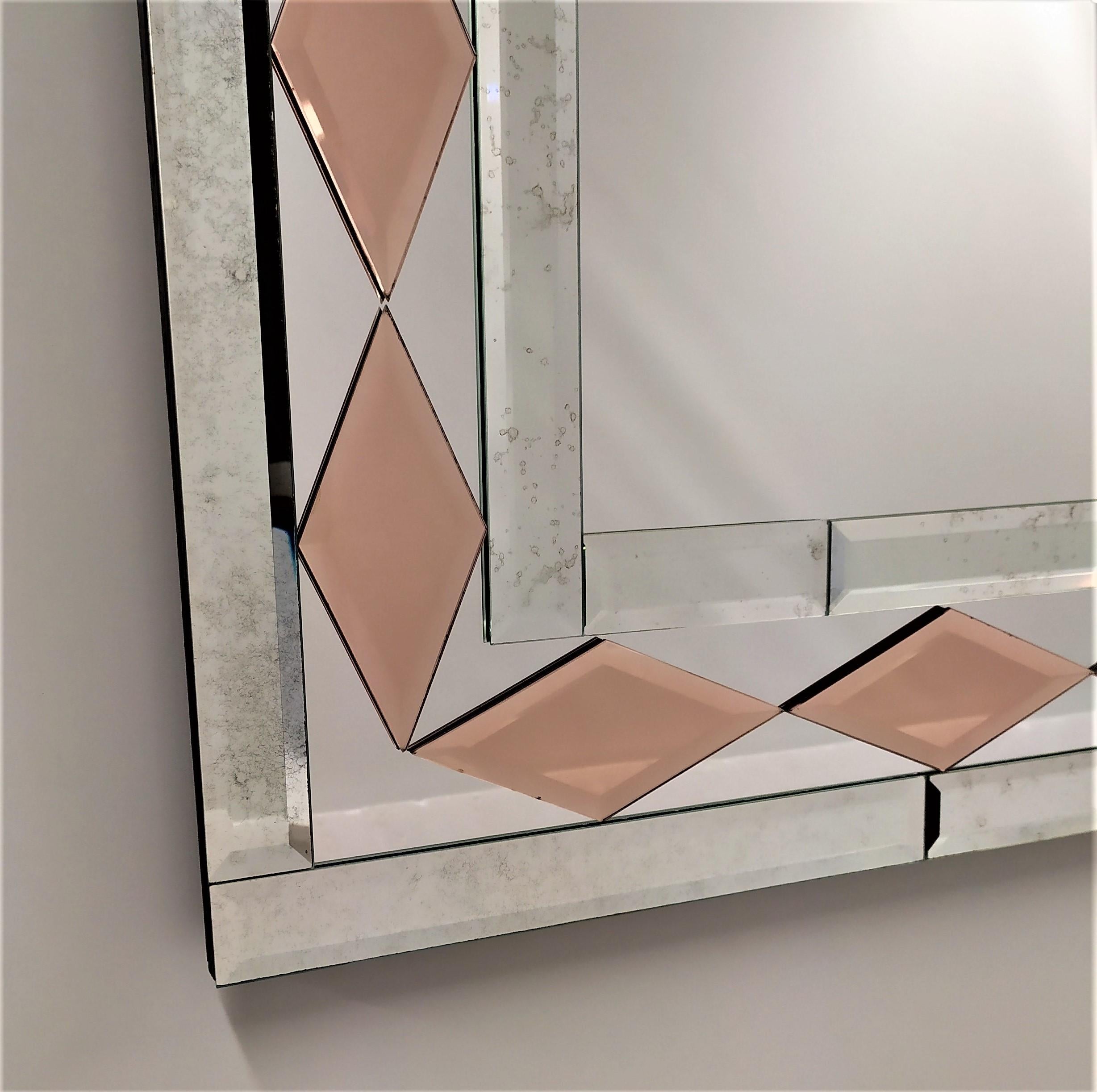 Other Pink Diamonds, Murano Glass Contemporary Mirror, by Fratelli Tosi