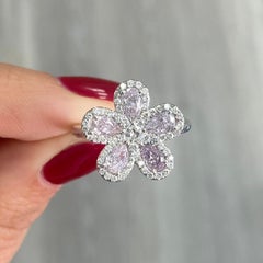 Pink Diamond Flower Ring