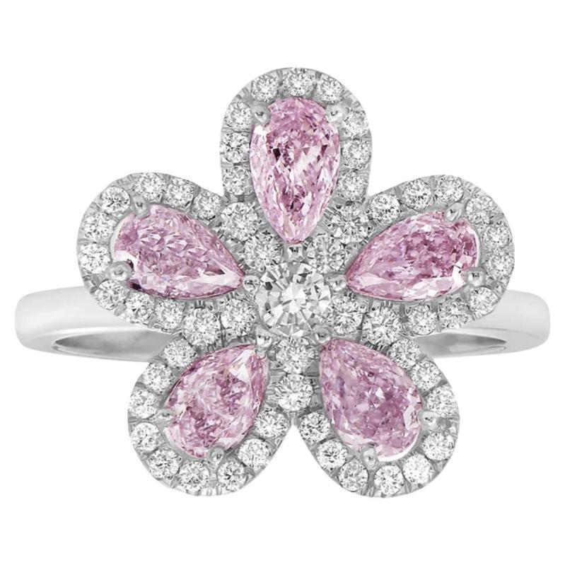 1 Carat Pink Diamond Flower Ring For Sale