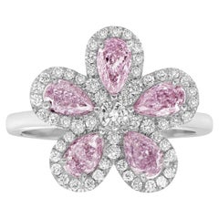 Used 1 Carat Pink Diamond Flower Ring