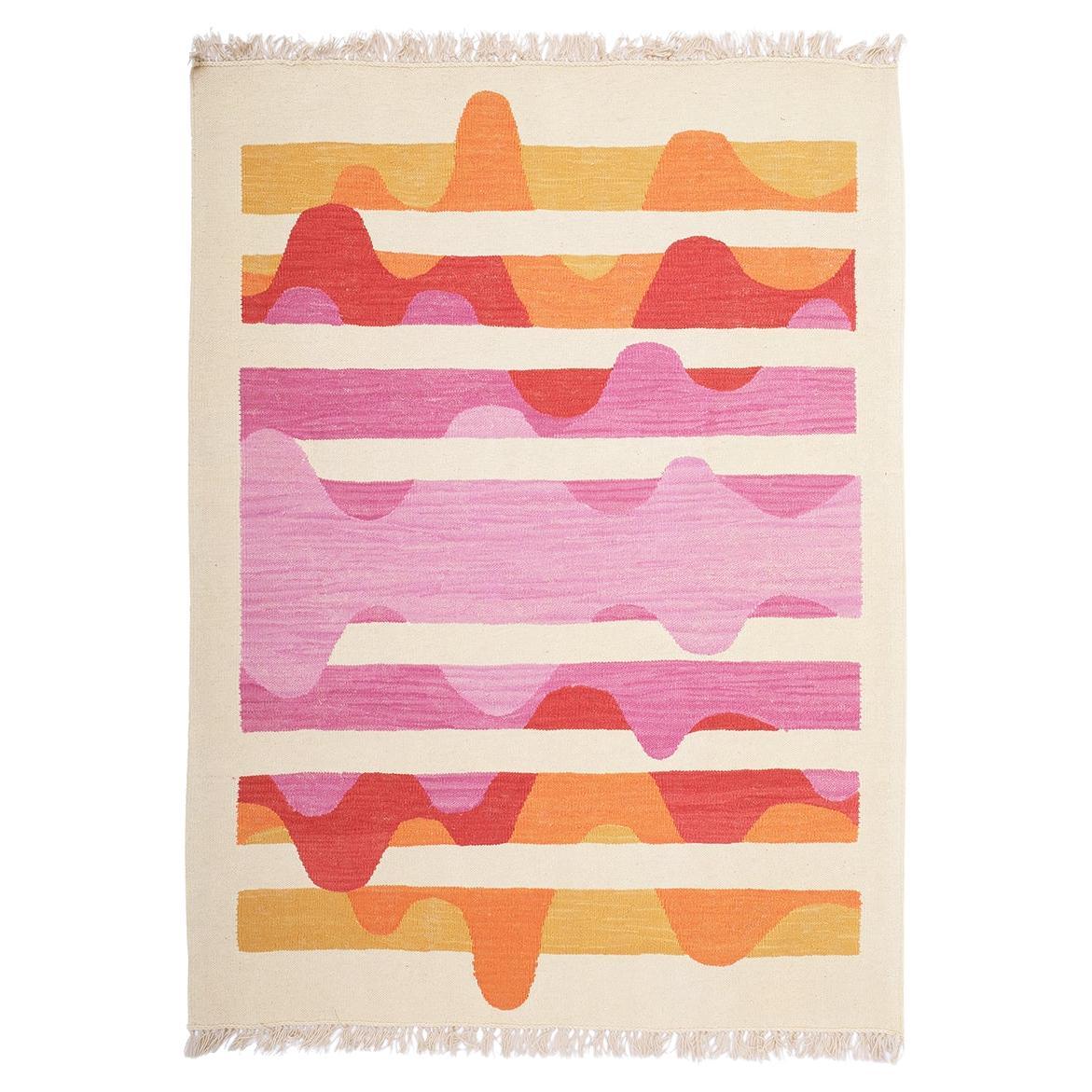 Pink Division 4x5.6 ft Handwoven Modern Rug by Studio Potato  For Sale