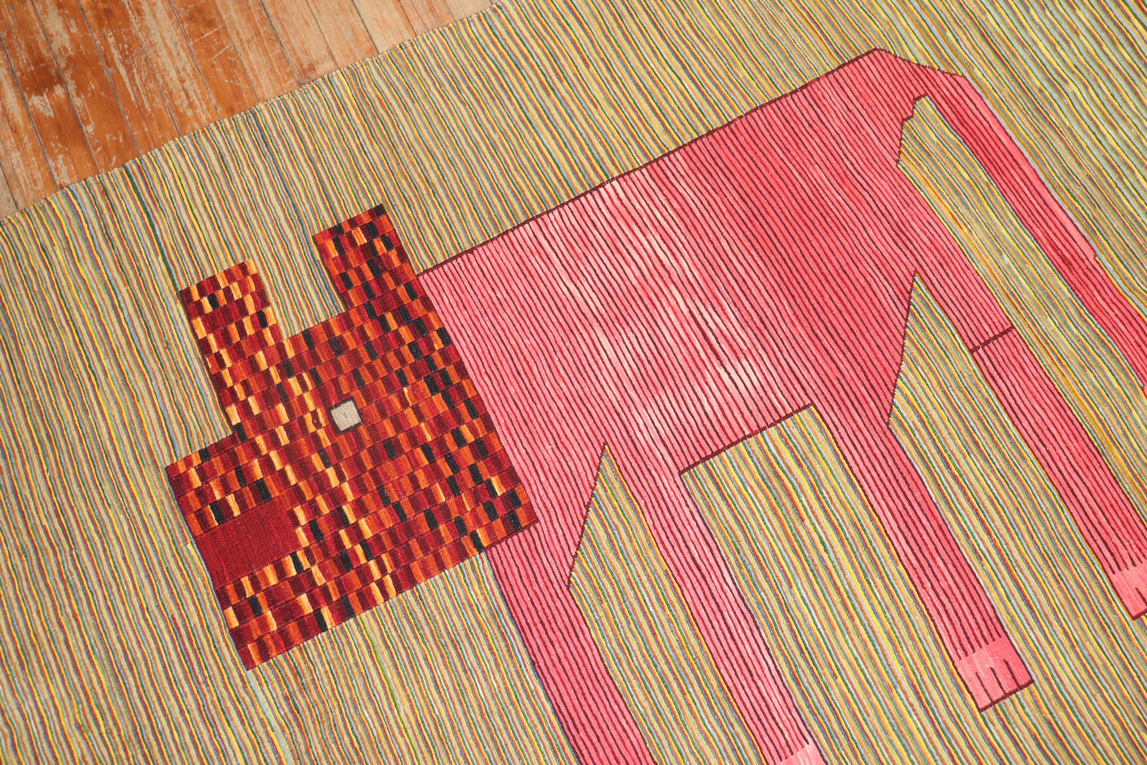 Pink Dog Kilim  In Good Condition In New York, NY