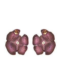 Orecchini a doppio fiore Pink Diamond - Titanio, oro 18KT e diamanti