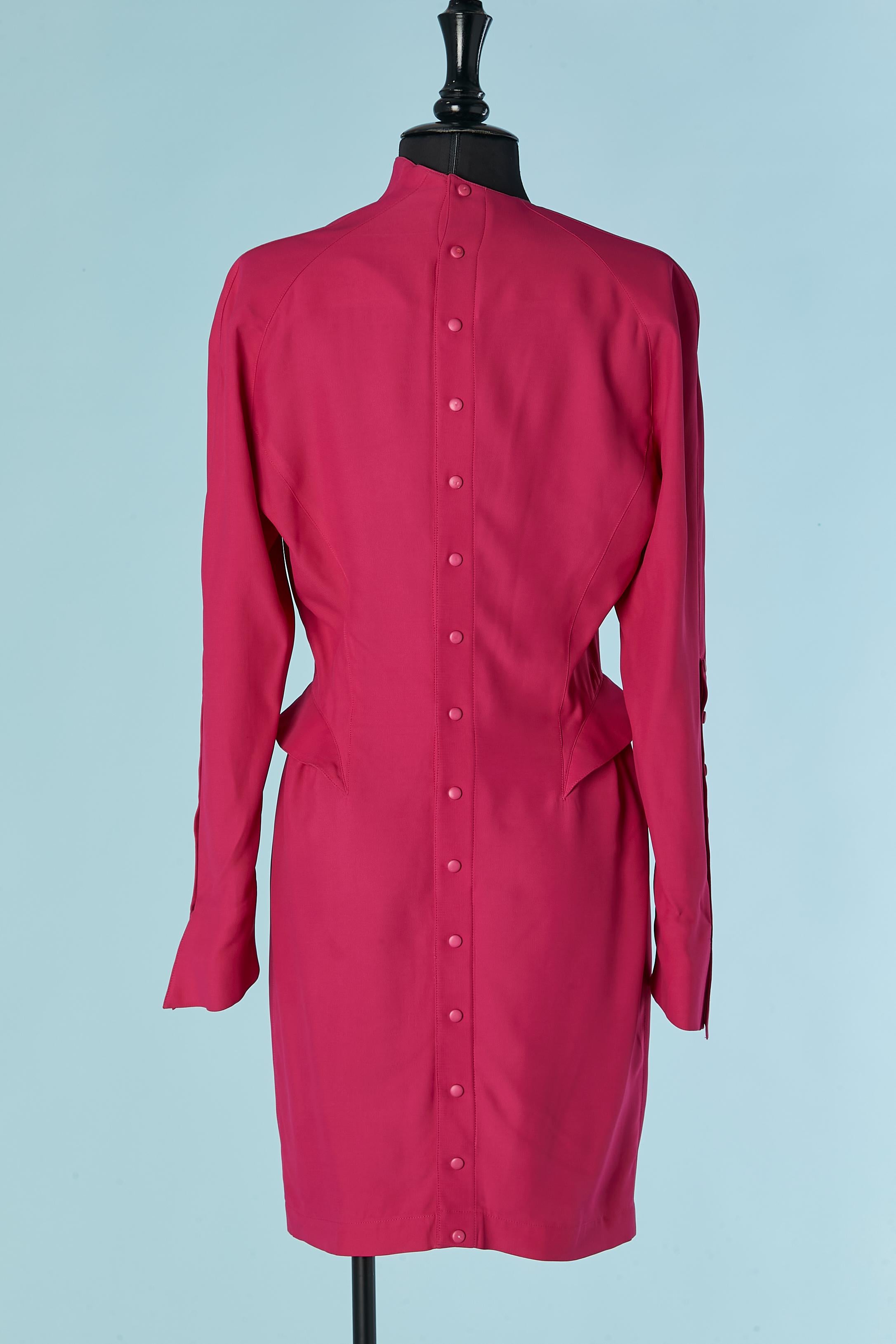 Vestido rosa con cierre a presión en la espalda y en la manga THIERRY MUGLER en venta 1